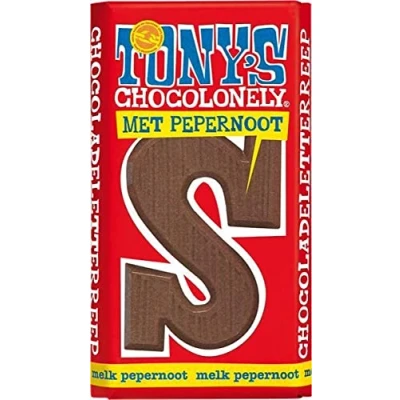Afbeelding van Chocoladeletter Tony&#039;s Chocolonely melk pepernoot S 180gr