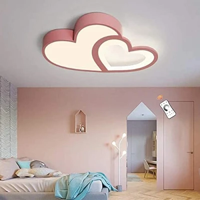 Afbeelding van Modern Plafondlamp LED Dimbare Lamp Creatief Ontwerp Cartoon Kroonluchter Hart Universum Vlinder Kinderkamer Slaapkamer Woonkamer Plafondverlichting Binnenverlichting,A Pink
