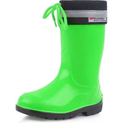 Afbeelding van Ladeheid Kinder Regenlaarzen Rubber Hoog met Veters PVC Waterdicht Groenzwart 31 LA LMG 972 Kim