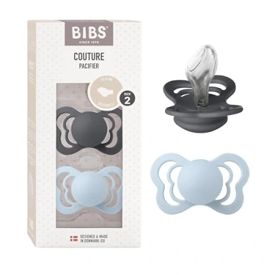 Afbeelding van BIBS® Fopspeen Couture Strijkijzer &amp; Baby Blauw Siliconen 6 18 maanden, 2st.