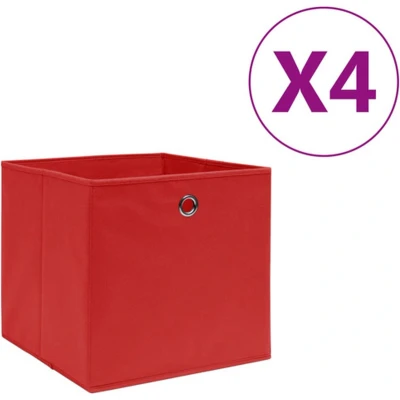 Afbeelding van Opbergboxen 4 st 28x28x28 cm nonwoven stof rood
