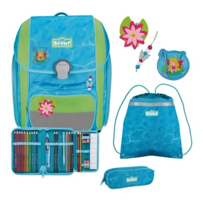 Afbeelding van Scout Basic Genius set 4TEILIG Schooltas voor kinderen, Maat: One Size, Water