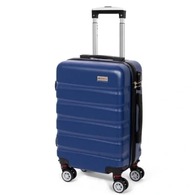Afbeelding van Todeco harde lichtgewicht ABS + PC handkoffer met schaal, reiskoffer, 4 dubbele wielen, Donkerblauw, S (56cm 33L)