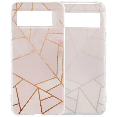 Afbeelding van Google Pixel 8 Hoesje Siliconen en TPU (zacht) iMoshion Softcase/Backcover Pink Graphic Telefoonhoesje