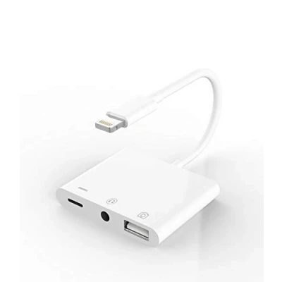 Afbeelding van voor Apple gecertificeerde adapter iPhone hoofdtelefoon 3,5 mm AUX audio aansluiting en oplaadverlengstuk dongel Lightning Male naar USB Female OTG kabel camerageheugen aansluitset splitter