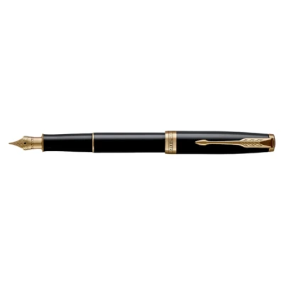 Afbeelding van Parker Sonnet Black Laquer GT Vulpen Schrijfwijze: Medium Kleur: Zwart De Vulpenwereld