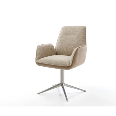 Afbeelding van DELIFE Draaistoel Zoa Flex materiaalmix mud kruispoot roestvrij staal 360 draaibaar rocker functie pocketveer kern