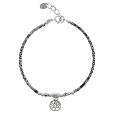 Afbeelding van Zilveren armband met hanger, cirkel levensboom (tree of life)