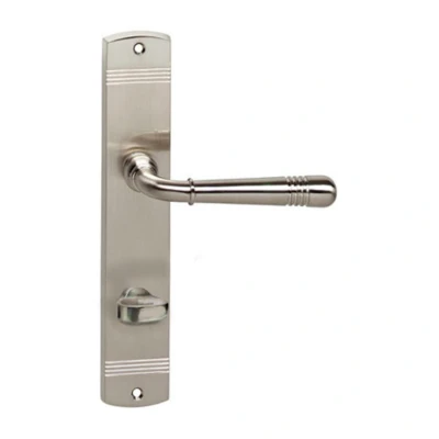 Afbeelding van Intersteel Deurkruk Emily op langschild met toilet /badkamersluiting 78/8 mm nikkel mat