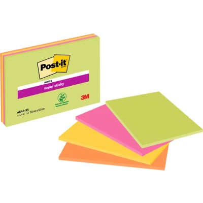 Afbeelding van Memoblok 3M Post it 6845 Super Sticky 203x152mm assorti
