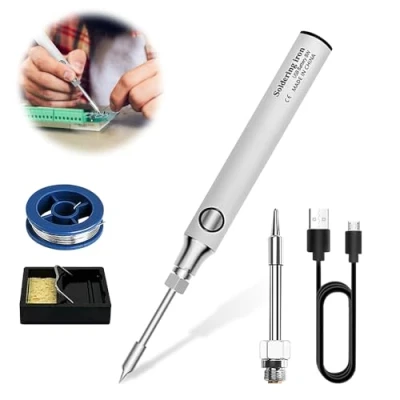Afbeelding van mizikuu USB soldeerbout, 5 V draadloze soldeerset met 3 instelbare temperaturen, 300 C 450 C, snelverwarming, veilige kabel soldeerdraad, ijzeren