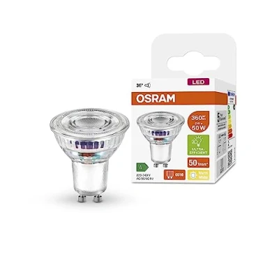 Afbeelding van OSRAM meget effektiv par16 reflektorlampe med energieffektivitetsklasse B, stikkontakt GU10, 50W udskiftning, 2W nominel output, 2700K (varm hvid), især strømbesparende, ikke dæmpbar 1 pakke