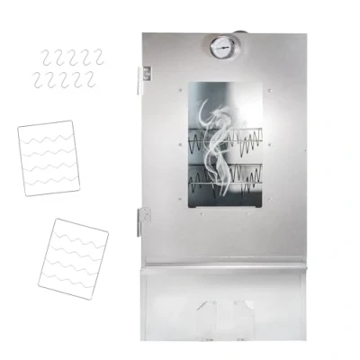 Afbeelding van LEMODO rookoven van roestvrij staal, rookkast 80 cm met uitgebreide accessoires, koude grote rookkamer, tafelrookoven thermometer en kijkvenster