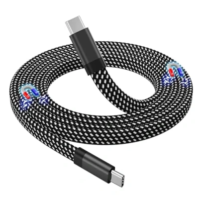 Afbeelding van Magtame USB C kabel, magnetische naar 60 W (3A), platte gedraaide 1 m, nylon gevlochten type snellaadkabel, compatibel met apparaat voor iPad Samsung