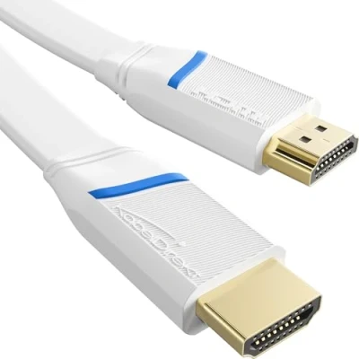 Afbeelding van KabelDirekt platte HDMI kabel 1m 4K@60Hz (platte voor montage extra koper max. 18 Gbit/s conform 2.0 standaard, High Speed met ethernet, blu ray/PS5/Xbox/Switch, wit)