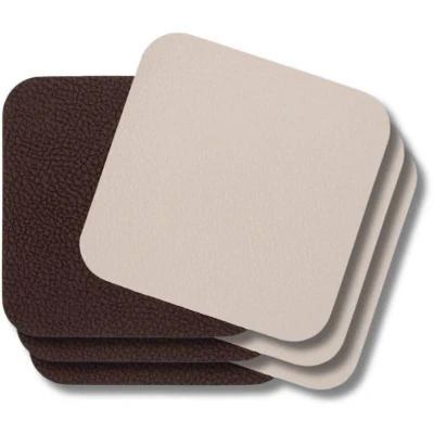 Afbeelding van Cookinglife Onderzetters Vegan leer Bruin / Zand dubbelzijdig 10 x cm 6 stuks
