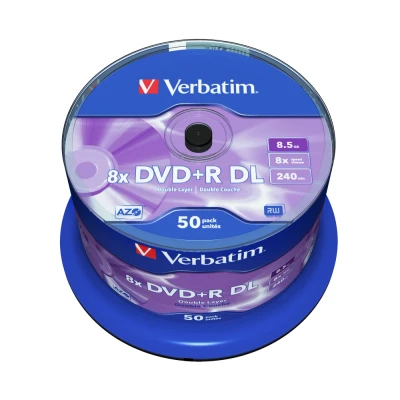 Afbeelding van DVD+R 8,5 GB VERBATIM Double Layer 8x, Matt Silver Surface Cakebox 50 stuks