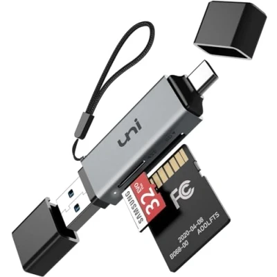 Afbeelding van uni SD Kaartlezer, USB Kaartlezer 3.0, C Aluminium 2 in 1, OTG Adapter, Compatibel voor SD/Micro SD/TF/SDHC/SDXC, met Android/Windows/macOS etc.