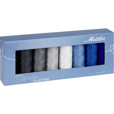 Afbeelding van Mettler Seralon winterset 8 delige naaigaren set: universeel garen voor naaien of borduren 100% polyester SE8 winterkit x 200 m, winterkleuren