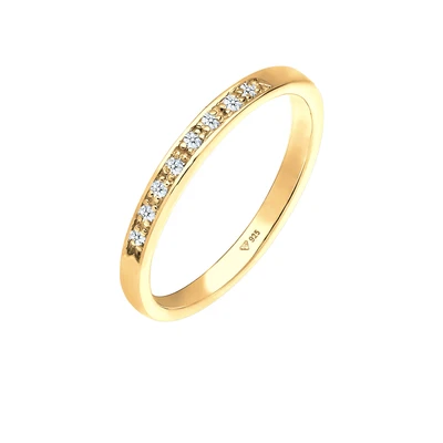 Afbeelding van Elli DIAMONDS Dames Klassiek Kostbaar met Diamant (0,04 ct.) in 925 Sterling Zilver Geel