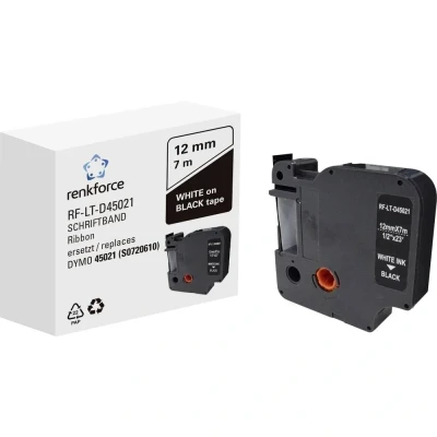 Afbeelding van Labeltape Renkforce RF LT D45021 Compatibel vervangt DYMO D1 45021 12 mm Tapekleur: Zwart Tekstkleur: Wit 7 m