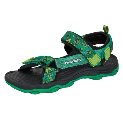 Afbeelding van Minecraft Sandals For Kids Open Toe Easy Fasten Volledig Verstelbare Trekker Sandalen Meisjes Jongens Creeper Sport Zomer Schoenen, Groen, 28 EU