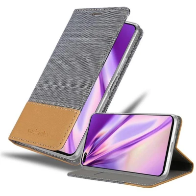 Afbeelding van Cadorabo Hoesje geschikt voor Honor View 30 PRO in LICHTGRIJS BRUIN Beschermhoes met magnetische sluiting, standfunctie en kaartvakje Book Case Cover Etui