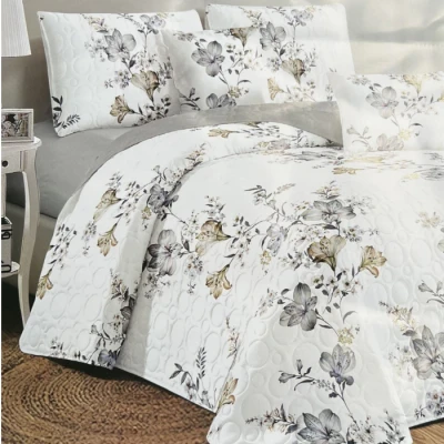 Afbeelding van Clayre &amp; Eef Bedsprei 180x250 cm Wit Grijs Polyester Sprei