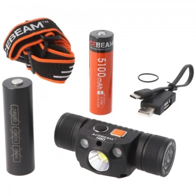 Afbeelding van AceBeam H30 LED koplamp max. 4000 lumen, inclusief batterij, met rood licht