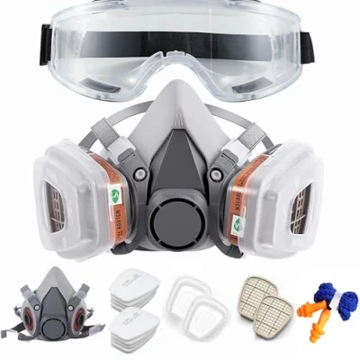 Afbeelding van goambuy 19 ni 1 adembeschermingsmasker, herbruikbaar, stofmasker, lakmasker met filter, fijnstofmasker, gassen, dampen voor lakken,