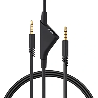 Afbeelding van kwmobile vervangende koptelefoonkabel met volumeregeling geschikt voor Logitech Astro A50 / A40TR A40 A30 A10 200 In zwart
