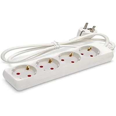 Afbeelding van Stekkerdoos, 4 stopcontacten, wit, verlenging zonder schakelaar, met kabel 3G, 1,5 mm², 3 m, Duitse stekkerdoos wit (4 mm² m)