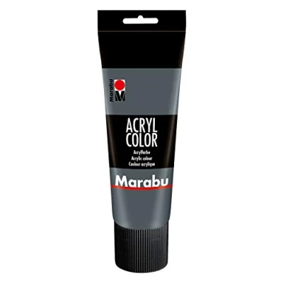 Afbeelding van Marabu 12010025079 Acryl Color donkergrijs 225 ml, crèmige acrylverf op waterbasis, sneldrogend, lichtecht, waterbestendig, om aan te brengen met kwast en spons canvas, papier hout
