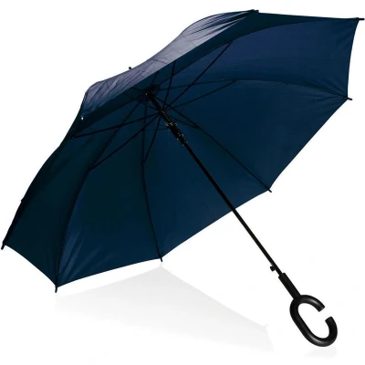 Afbeelding van PLATINET PLUCHBL Paraplu met C handvat semi automatisch polyester donker blauw