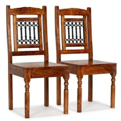 Afbeelding van VIDAXL Eetkamerstoelen 2 st klassiek hout met sheesham afwerking