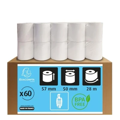 Afbeelding van Exacompta 40344E Bob 1ply Therm 55 g, 57 x 50 mm 28 m (box 10), 6 stuks