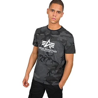 Afbeelding van Alpha Industries T CAMO Tshirt print, Heren, Maat: Large, Black