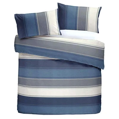 Afbeelding van Fusion Betley Classic Wide Stripe dekbedovertrekset, polyester katoen, blauw, eenpersoons