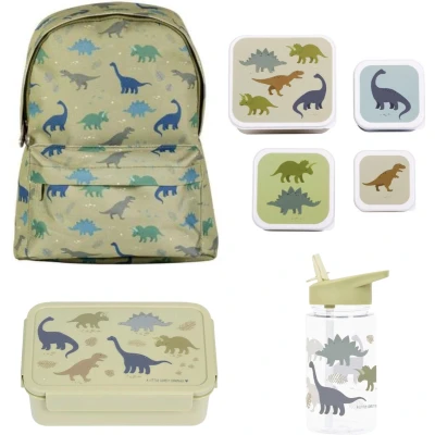 Afbeelding van A Little Lovely Company Back to school set Rugzak/Drinkfles/4 Snackdozen/Bentobox Dinosaurussen