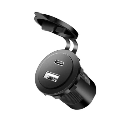 Afbeelding van LogiLink PA0330 auto/vrachtwagen inbouw oplaadadapter met 1 x USB A &amp; C, 60 W, PD (Power Delivery) en QC 3.0 (Quick Charge)