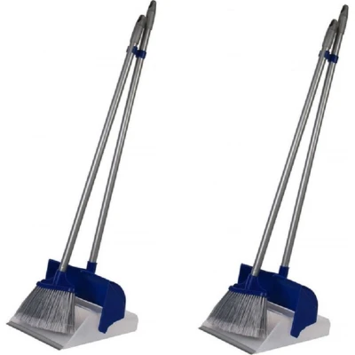 Afbeelding van 2x Synx Tools Luxe Stoffer met Lange Steel Automatische Opvangblik 107x28x12 cm