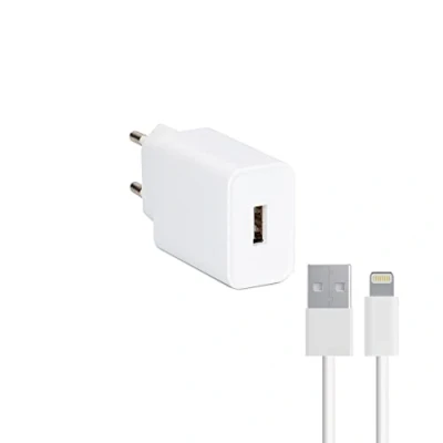 Afbeelding van Wandlader + MFI Lightning Kabel Contact Apple compatible 2.1A Wit