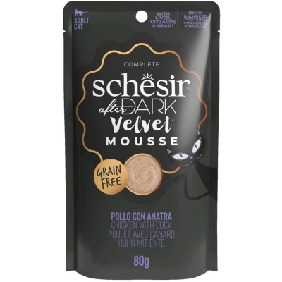 Afbeelding van 12x Schesir After Dark Velvet Mousse Kip &amp; Eend 80 gr