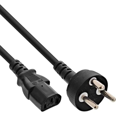 Afbeelding van Apparaatsnoer met rechte C13 plug en type K stekker (Denemarken) 3x 1,00mm / zwart 5 meter