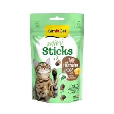 Afbeelding van 12x GimCat Mini Sticks Kattensnack Kalkoen&amp;Kaas 50 gr