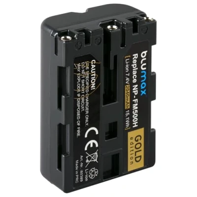 Afbeelding van Blumax GOLD Edition NP FM500H (2040mAh) batterij compatibel met Sony Alpha 68 58 99II 2040mAh 7.4V 15.1Wh meer vermogen dan originele batterij.