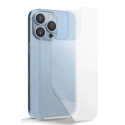 Afbeelding van GIOPUEY Rugbeschermer Compatibel met iPhone 15 Pro Max, Matte Textuur Materialen van uitstekende kwaliteit Zachte TPU Max Back Protector Film doorschijnend [2 stuks]