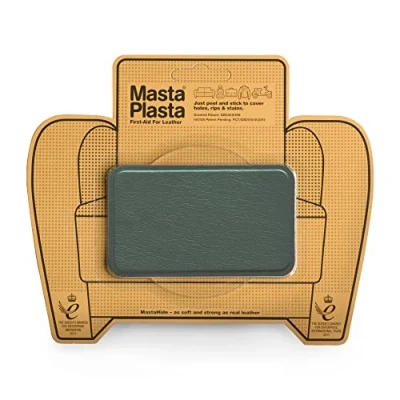 Afbeelding van MastaPlasta Premium lederen reparatiepatch groen, 10 cm x 6 cm. Instant bekleding kwaliteit krassen en scheuren reparatie voor banken, auto interieurs, tassen, vinyl meer