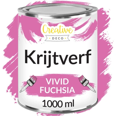 Afbeelding van Creative Deco 1000 ml Fuchsia Roze Krijt Verf Mat en Wasbaar Perfect voor Renovatie, Decoratie Decoupage van Meubels Egen Gradient Effect Mogelijk