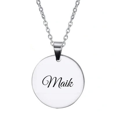 Afbeelding van Ketting RVS Met Naam Gravering Maik Zilver Rond